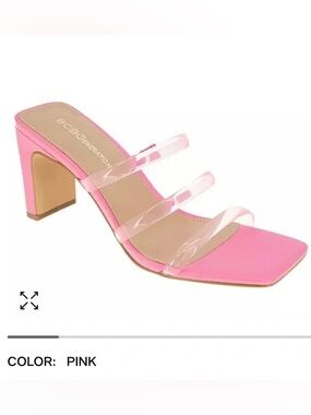 BCBGENERATION Pink Clear-Strap Square Toe Slide Heels